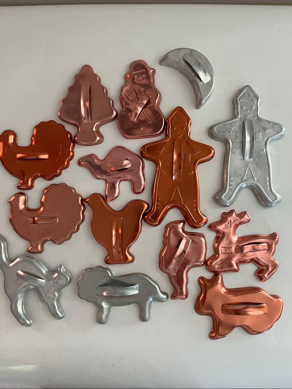 Festive Metal Cookie Cutters Set - Copper & Silver Holiday Shapes